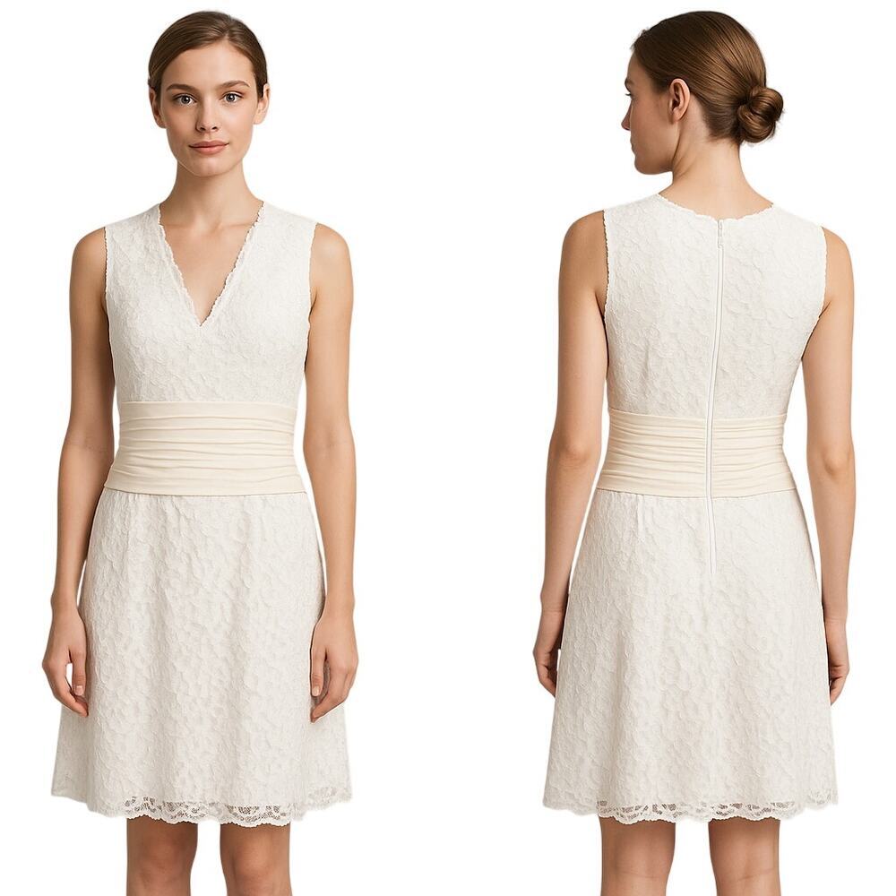 TADASHI SHOJI Ivory Lace Cocktail Dress - Size 12 (UK 14)
